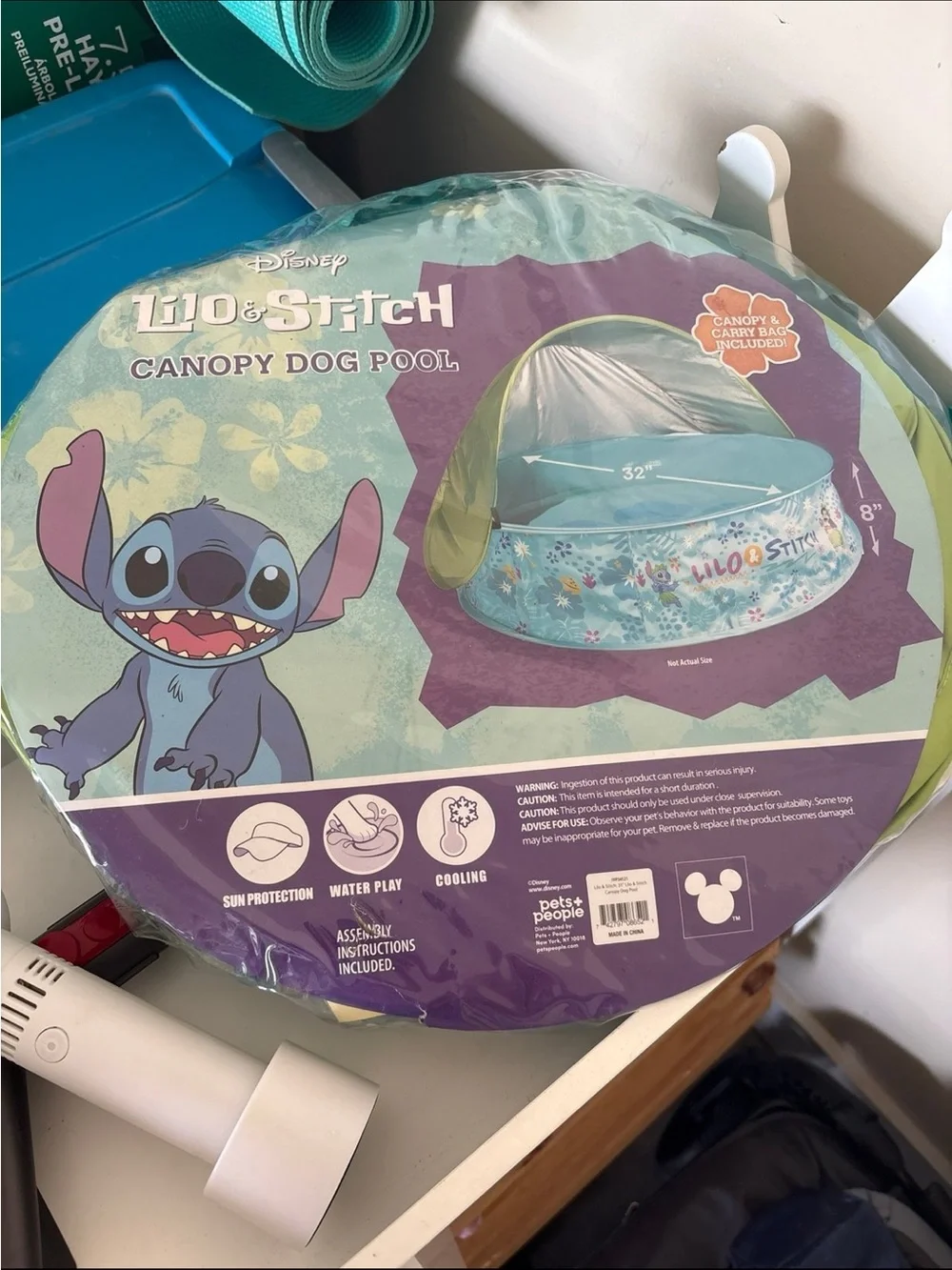 Disney Lilo & Stitch Floral Canopy Dog Pool in Teal and Purple
